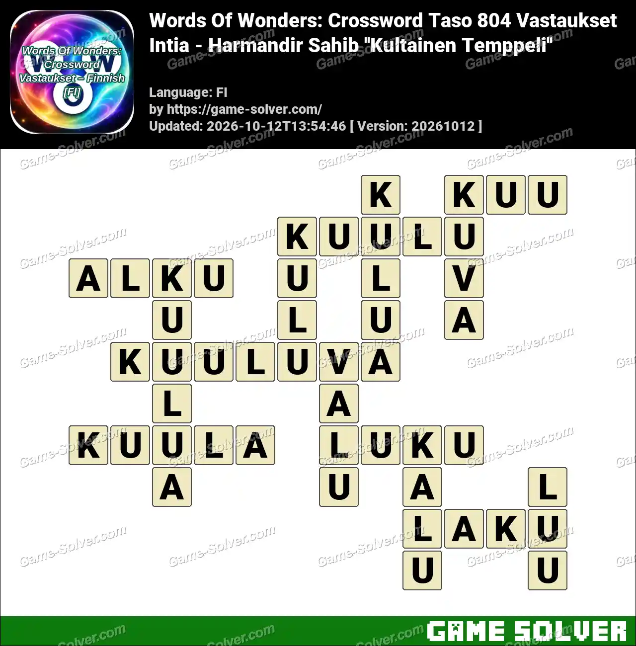 Words Of Wonders: Crossword Taso 804 Vastaukset – Intia – Harmandir Sahib ”Kultainen Temppeli”